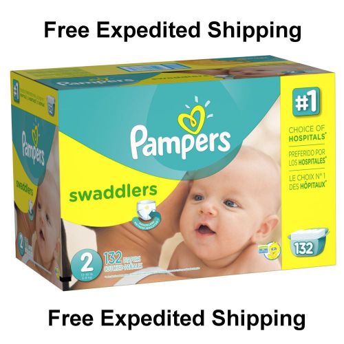 New! Pampers Swaddlers Diapers Size 2 Giant Pack 132 Count! Free Shipping!