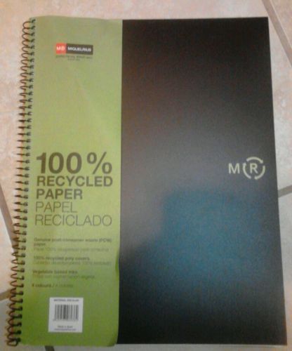 NEW Miquelrius 8.25 X 11.75 A4 Wirebound Notebook  6-Subject  Graph Paper-Black