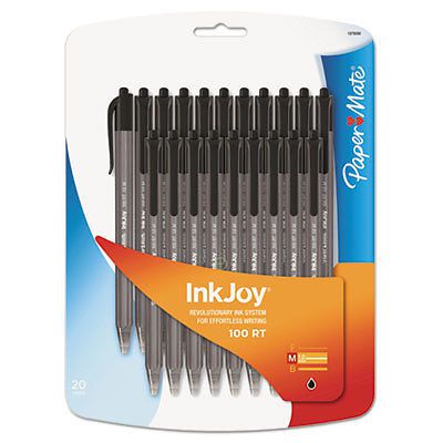 InkJoy 100RT Retractable Ballpoint Pen, 1.0mm, Black Ink, 20/Pk