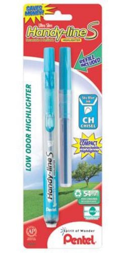 Handy-Line S Retractable Highlighter Chisel Tip Sky Blue Ink 1 Pk With 1 Refill