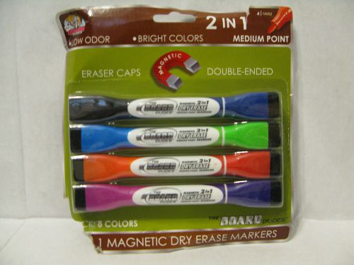 Board Dudes Double-Sided Magnetic Dry Erase Markers, Assorted Colors 4-Pack