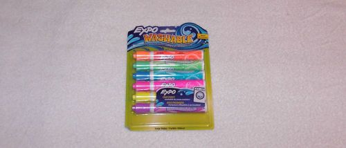 EXPO WASHABLE DRY ERASE MARKERS - SIX NEON COLORS -BROAD/CHISEL TIPS