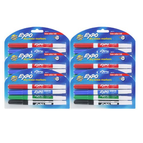 Expo Dry Erase Markers, Low Odor, Fine Point, Assorted, Pack of 24
