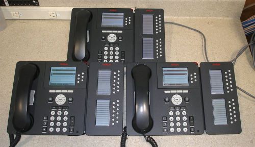 Lot of 3 Avaya 9630 Business Telephone w/ Avaya SBM24 Button Add On