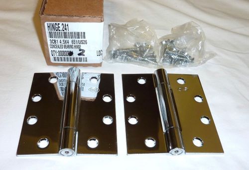 2 ives 3cb1 4.5&#034; x 4&#034; us26 concealed bearing mortise hinges bright chrome new for sale