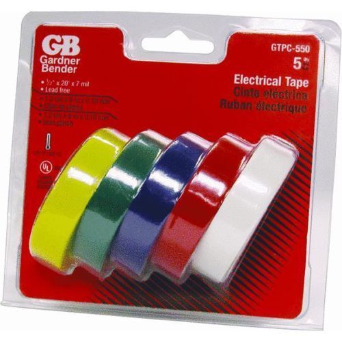 5 Pack Colr Electrical Tape GTPC-550