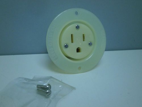 Hubbell 5279-C Flanged Receptacle 15A 125V AC/DC 2P 3-Wire 5-15R