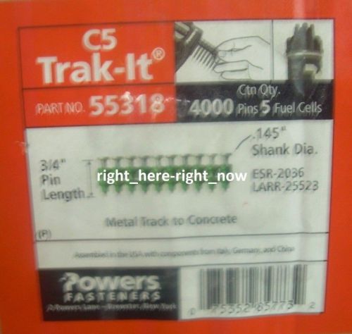 Heavy duty 4000 powers trak-it c5 55318 3/4&#034; 19mm metal track to concrete pin for sale