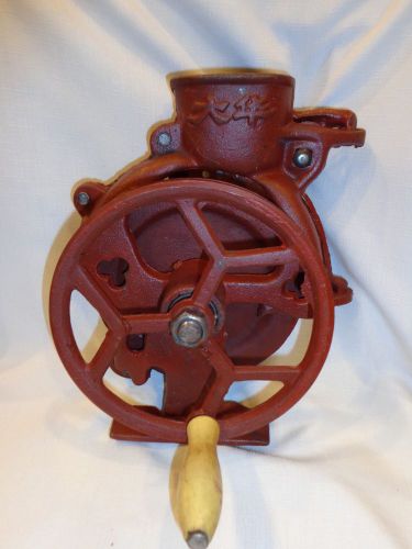 NEW ANTIQUE STYLE HAND CRANK AND PULLEY  CORN SHELLER CAST IRON RED