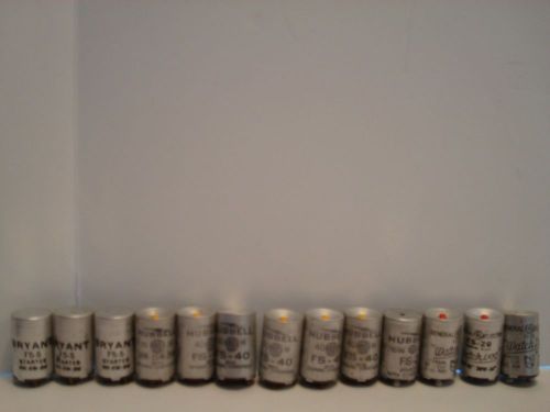 Lot of 13 Hubbell Bryant Watch Dog Fluorescent Lamp Starters Ceramic Condensers