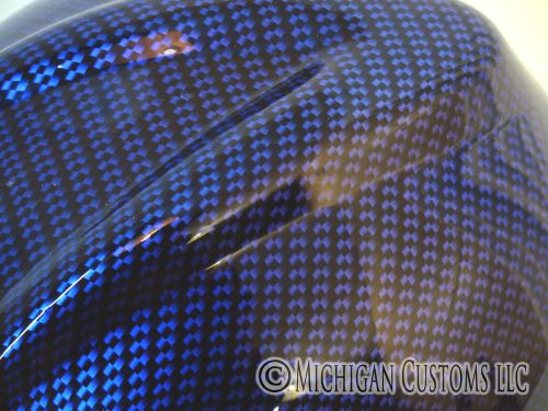 Custom Hard Hat - Black &amp; Blue Carbon Fiber - MSA V-Guard Full Brim