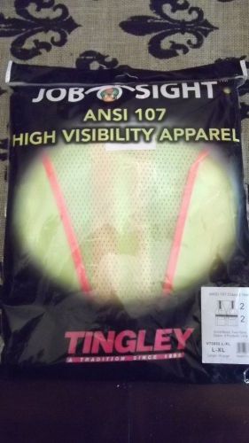 Job Sight High Visibility neon safety vest 2x-3x Tingley 8 pockets mesh zipper