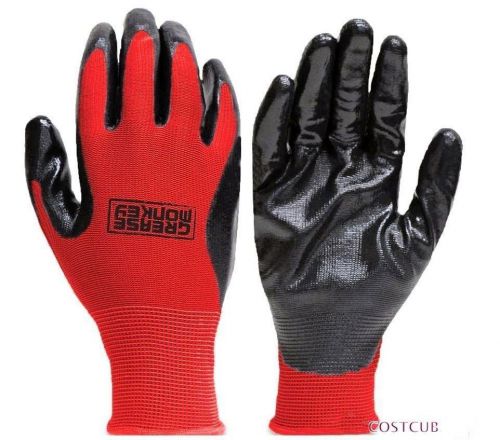 10 Pair Grease Monkey Nitrile Coated Work Gloves Large New NIP Bulk Package