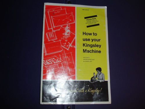 Kingsley Hot Foil Stamping Original Instruction Manual 1985-6 Edition