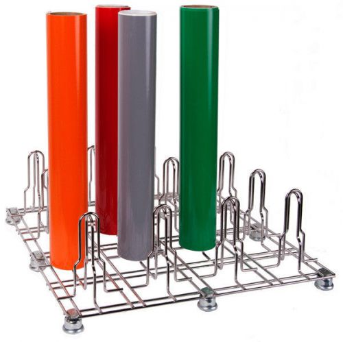 THE FLOOR RACK - CHROME PLATED -  HOLD 16 ROLLS OF 2&#039;&#039; OR 3&#039;&#039; CORE MATERIAL