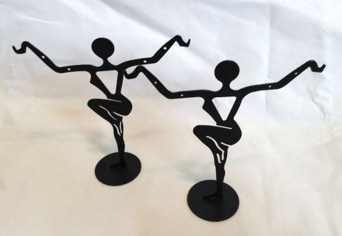 Two LARGE Black Earring Dancer Metal Display Stands Jewelry