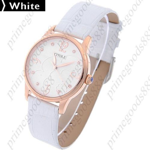 PU Leather Quartz Wrist Wristwatch Free Shipping Women&#039;s White