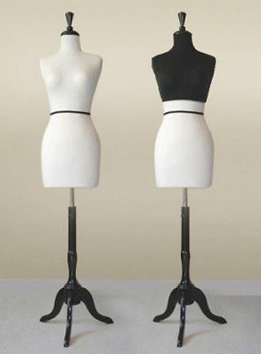 WHITE Dress Form ky822 w/BLK Base MANNEQUIN + BLK cover