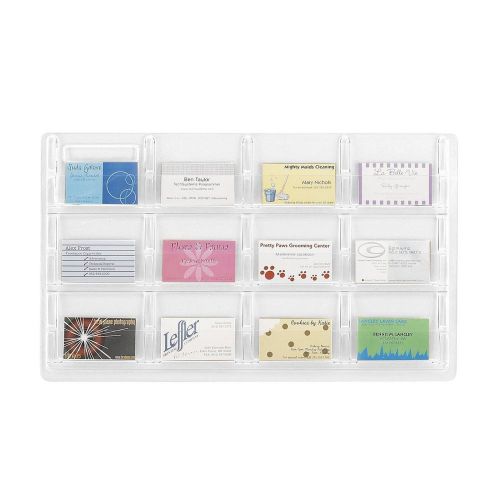 New Safco (5618CL) 12 Business Card Holder Clear Plastic Wall Display 20&#034; x 12&#034;