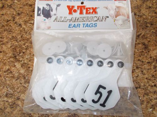 Y-Tex All-American Medium Numbered Ear Tags #51-75 - MULTIPLE COLORS!!