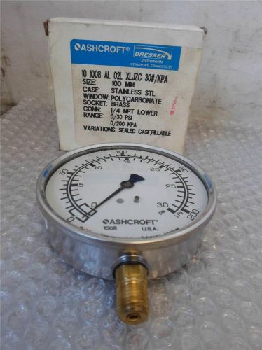 Ashcroft stainless steel glycerin pressure gauge 0-30psi 10 1008 al 02 xljzc for sale