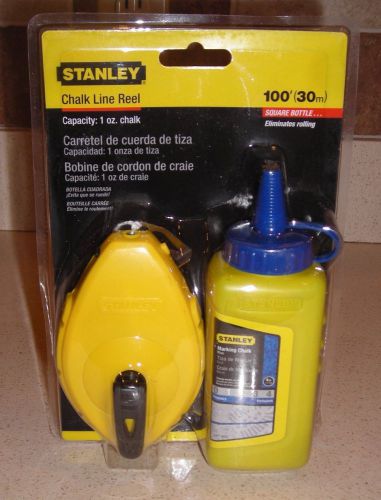 Stanley 100&#039; Blue Chalk Line &amp; Reel Box Set 4 oz.Bottle #47-442
