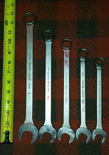 Vintage 5 Piece PROTO Combination WRENCH SET 11/16&#034; - 1&#034; FREE SHIPPING