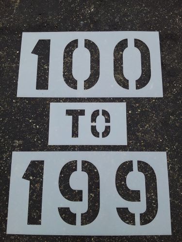 TRIPLES; (3) DIGIT 12&#034; NUMBERS 1/16&#034; Plastic Parking Lot Road Marking Stencils