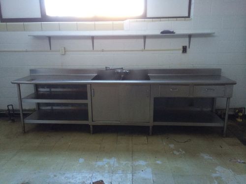 132&#034; stainless steel countertop with 2 compartment sink 4&#034; back splash for sale