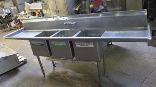 103&#034; stainless steel 3 compartment sink with l&amp;r drain boards for sale