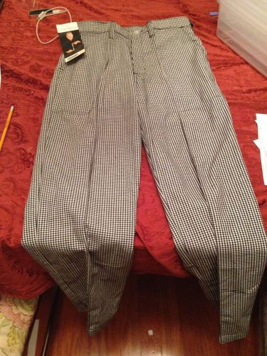 Chef Works Mini Checkered Black White Pants New With Tag 30 Inches