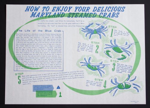 PAPER PLACEMATS CASE OF 1,000 BLUE MARYLAND CRAB FREE SHIPPING