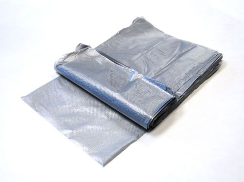 10 silver plastic merchandise shopping bags 6.25x9.25 for sale