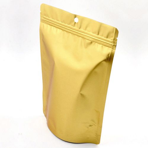 Wholesale Bag Hang Hole 22x30cm/8.6x11.8&#034; 100pcs Gold Pouch Zip Lock