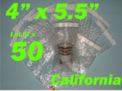 50) 4X5.5 Bubble Out Pouches Bags Wrap Self Seal Self Sealing 4&#034;x5.5&#034; Protective