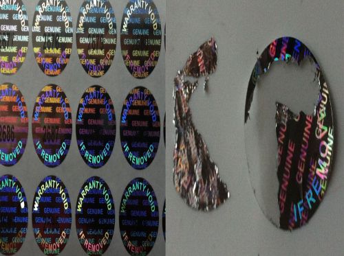 15mm Security Stickers Tamper Proof Hologram Label Printed Warranty Void Genuine
