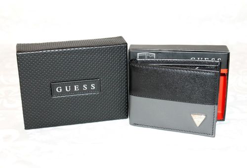 GUESS WALLET SLIM PASSCASE LEATHER CREDIT CARD ID GREY\BLACK NWT!!!!!!!!!!!!!!!