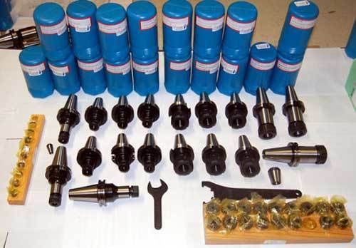 100 techniks cat 50 cnc mill tooling kit-haas,matsura-er chucks,collets,studs for sale