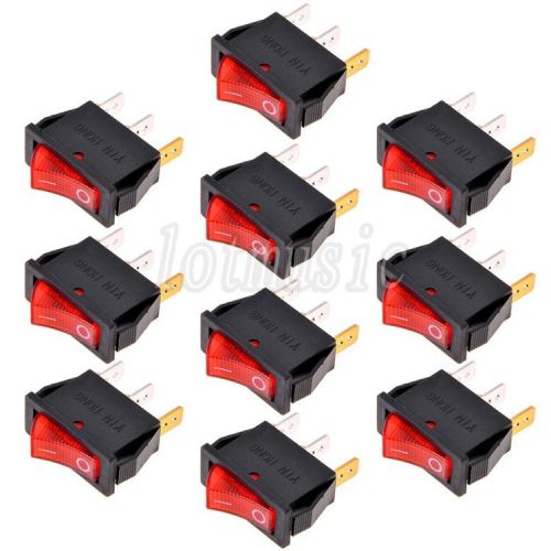 10*Rocker Switch SPST 3Pin 15A 250V 20A/125VAC ON-OFF with Lamp Snap