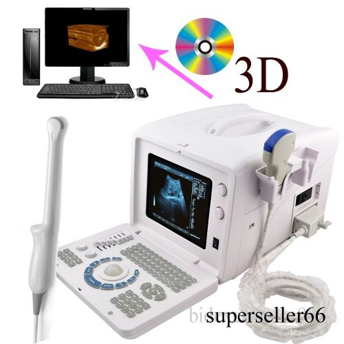 10&#034; portable digital ultrasound machine scanner convex trans vaginal 2 probes 3d for sale