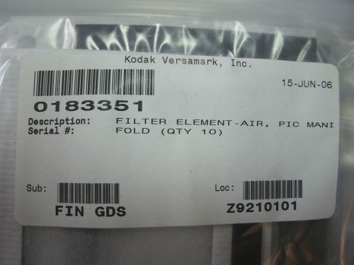 0183351,  filter element (qty 10), printhead hepa filter, kodak versamark - new for sale