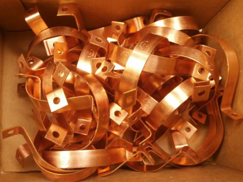 Fifty COPPER 2-HOLE TUBE STRAPS, New-Old-Stock!!