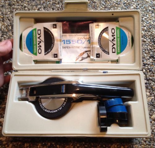 Chrome Dymo 1550 Embossing Tape Label Maker with Extras Tape Case Wheels