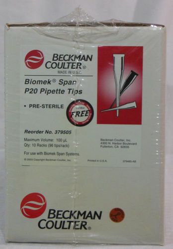 Beckman Coulter 379505 100ul Biomek Span-8 P20 Tips Pre-sterile Case of 10 racks