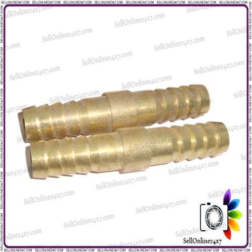 2X Brass Finish Barbed Connector Hose Joiner Gas Tubing Air Fuel Water Pipe