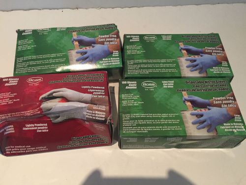 400 COUNT-NITRILE &amp; LATEX  GLOVES- LARGE &amp; XL- 4 BOXES OF 100