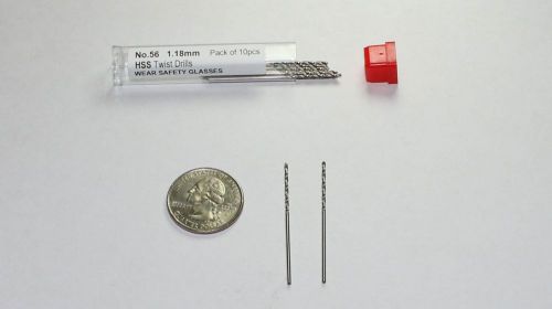 High Speed Steel Twist Drills sized 56 (1.18mm) (pack of 10)