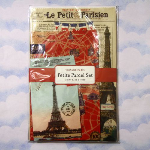 NEW Cavallini &amp; Co. Petite Parcel Set Vintage Paris - Gift bags tags stickers