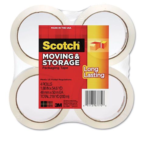 Scotch 3650 Moving and Storage Tape 1.88&#034; x 54.6YD 4 Rolls MMM36504 New Item