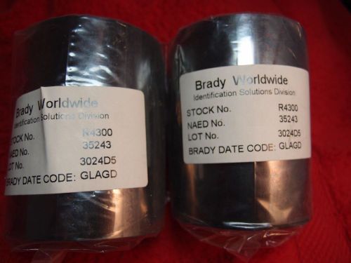 2 NEW ROLLS Brady R4300 THERMAL TRANSFER PRINTER RIBBON 984&#039;L x 3.27&#034;W